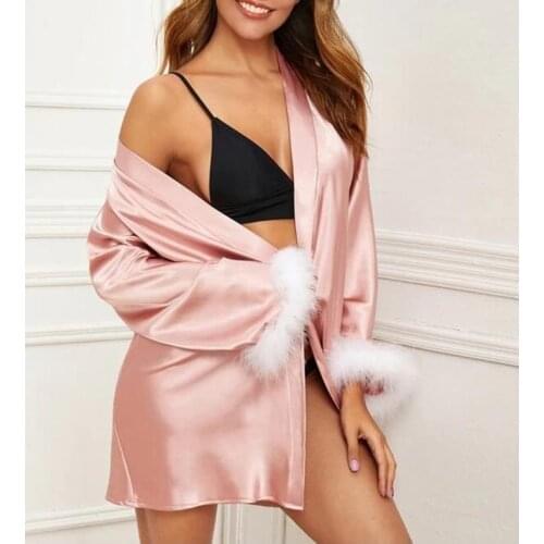 Women Autumn Sexy Bandage Waist V-neck Robes Dress Casual Womens homewear Sleepwear Long Sleeve Dresses Nightdress 2020 New