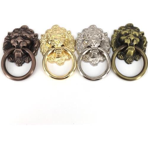 ·1x Vintage Retro Style Kitchen Cabinet Cupboard Dresser Door Drawer Ring Pull Knobs Decorative Lion Head furniture handles