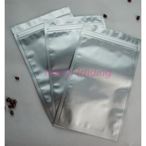 100pcs/lot, 8.5*14cm Pure aluminium foil ziplock bag reclosable Silver white purely plating mylar food pouche Zipper self-sealed