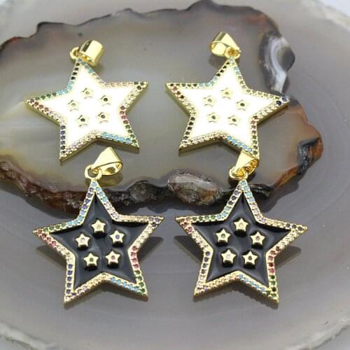 23*27mm 15pcs/lot Fashion cz enamel pendant, star-shaped zircon charm jewelry, exquisite cz charm bracelet/necklace component