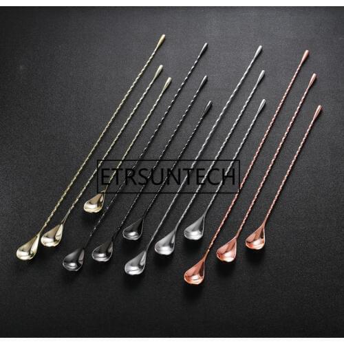 30cm 40cm 50cm Stainless Steel Mixing Cocktail Spoon Spiral Pattern Bar Teadrop Spoon Stir Spoon Bar Tool Bartender Tools