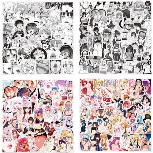 50pcs Sexy Girl Ahegao Waifu Stickers For Notebooks Stationery Scrapbooking Material Computer Stickers Aesthetic Craft Supplies
