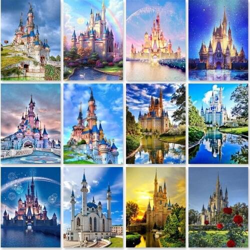 ZOOYA 5D DIY Diamond Painting Building Castle Diamond Embroidery Landscape Full Square Rhinestone Mosaic Home Decoration Gift