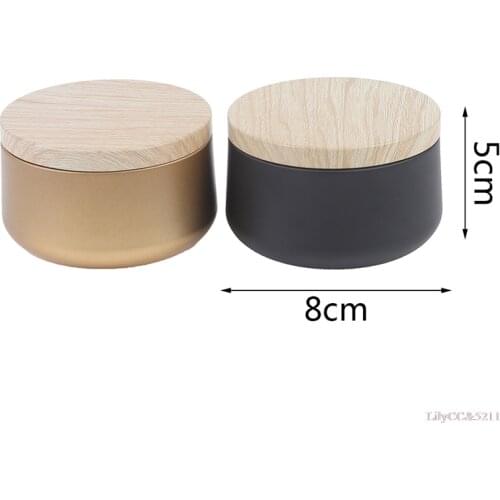 1Pc Candle Jars Candle Box Tinplate Can Wood Grain Lids Cosmetic Pot Containers