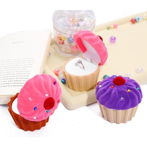 1pc Cake Shell Crown Shape Velvet Jewelry Box Ring Storage Box Wedding Ring Display For Woman Gift Earrings Packaging Holder