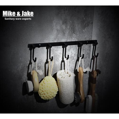 Free Shipping Black brass bathroom robe hooks 4 Row wall Hook coat hanger door hooks for bathroom hook accessories 4005