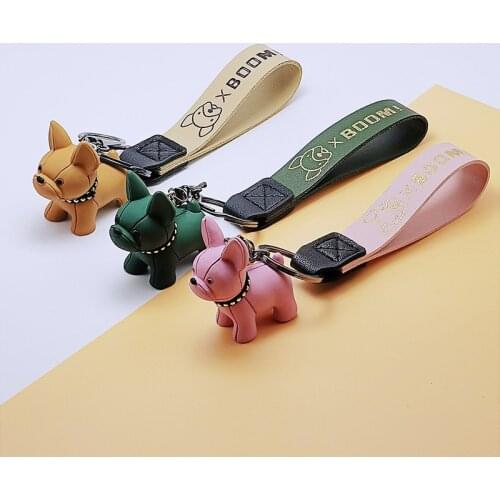 Fashion Punk French Bulldog Key Chains Women Bag Pendants Mens Car KeyRing Cartoon Dog Key Holders Jewelry Trinket Accessories