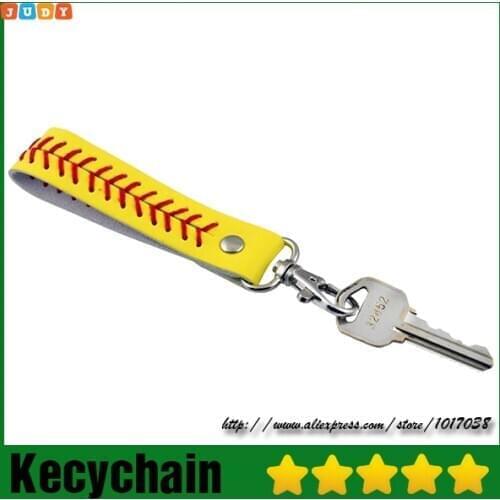 2016 genuine leather baseball/softball keychain