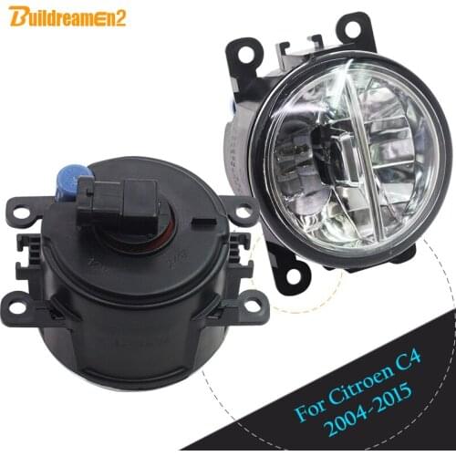 Buildreamen2 For Citroen C4 Car Accessories LED Bulb Fog Light Daytime Running Light DRL White 12V High Bright