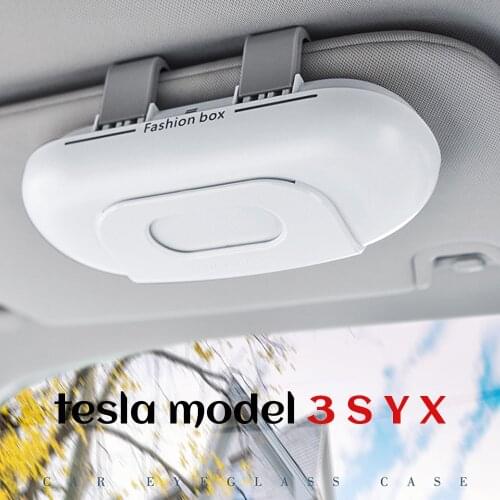 For Tesla model 3 X S Y Car glasses case car sunshade glasses frame sunglasses storage case card clip for general accessories