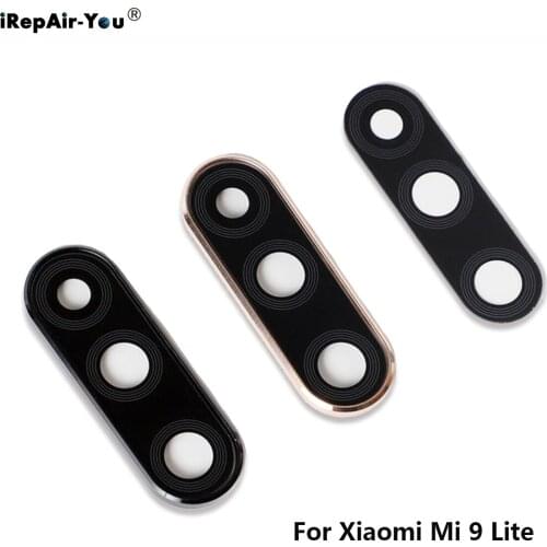 Black Gold Silver Rear Camera Glass Lens Frame Replacement For Xiaomi Mi 9lite 9 lite Camera Lens Glass + Back Camera Frame