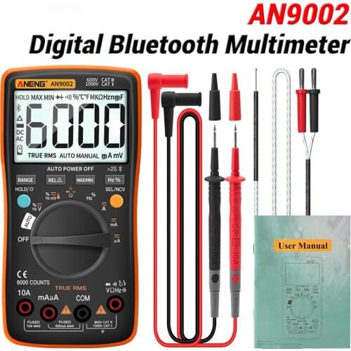 ANENG LCD Bluetooth Digital Multimeter 6000 Counts AC/DC Current Voltage Capacitance Resistance Tester Meter