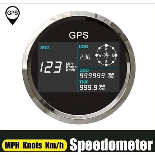 Digital 85mm GPS Speedometer With 7 Color Backlight LCD Display Odometer Adjustable Mileage Trip Counter For Car Boat 12V 24V