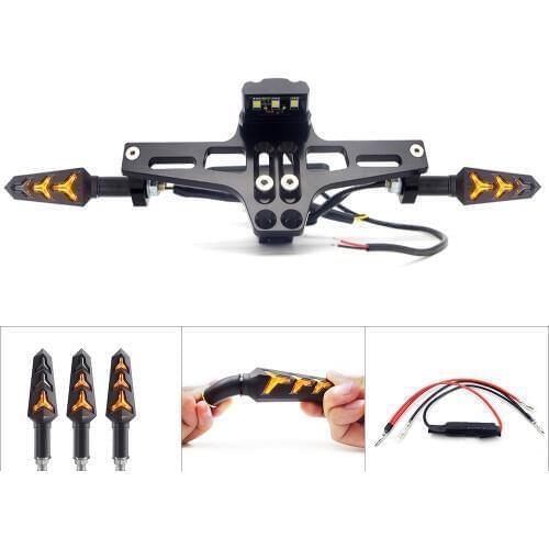 CNC Motorcycle Number Plate Holder With LED Turn Signal For honda dio 34 shadow vt1100 biz 125 cbr 600rr goldwing 1800