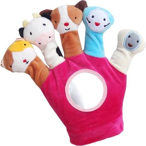 Toddler Baby Child Zoo Animal Hand Puppet Glove Finger Plush Toy Cartoon Dolls 634F