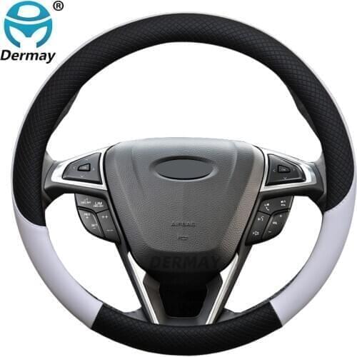 For Ford Edge 2015 2016 2017 2018 2019 2020 2021 Car Steering Wheel Cover Leather Anti-slip 100% DERMAY Brand Auto Accessories