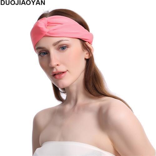 DUOJIAOYAN Eur-America Spring Headband Chiffon Fabric Girls Headband Women Candy Color Hair Accessories Elastic Cross Hairband