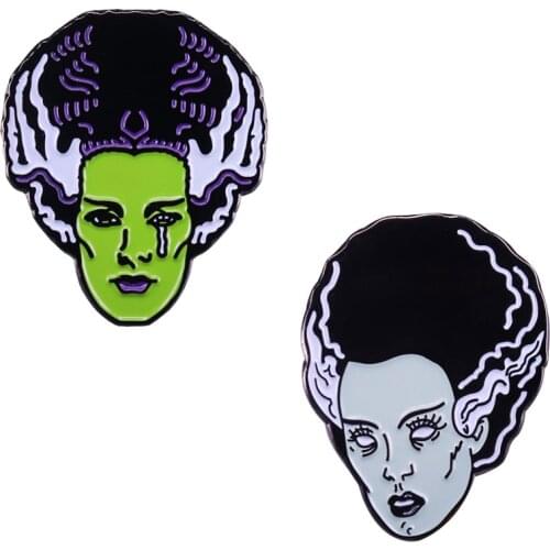 Bride of Frankenstein enamel pin science fiction horror film inspired brooch horror movie queen Halloween gift