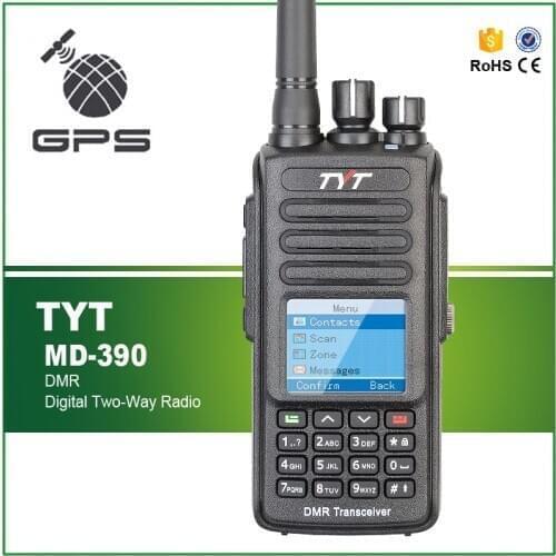GPS TYT MD-390 DMR UHF 400-480MHZ IP67 Waterproof 1000CH Analog Digital Combined Walkie Talkie with Earphone Pro Cable