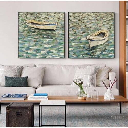 Impressionist Abstract Art Ship Canvas Painting Poster Print HD Modern Seascape Wall Art Picture for Living Room Bedroom Decor
