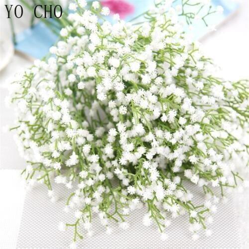 YO CHO 1PC High Quality Artificial Flowers ManTianXing for Home Decoration Table Wedding White Flowers Plastic Plant Babysbreath