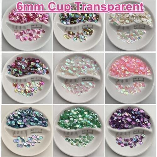 6mm Cup Round Transparent PVC Loose Sequin Paillette Sewing Craft For Wedding Decoration Garment Dress Shoe Caps DIY Wholesale