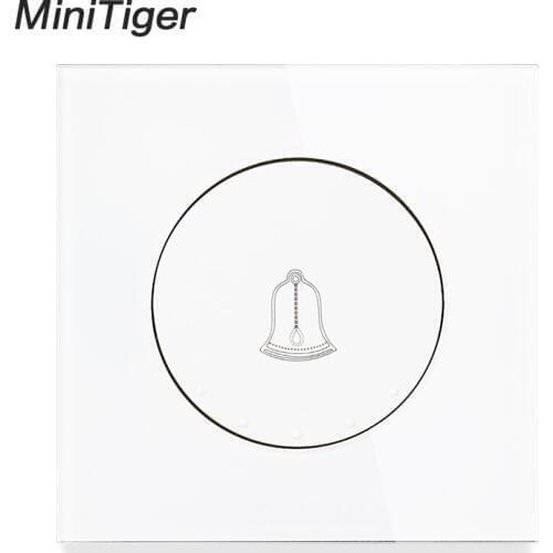 Minitiger 1 Gang Doorbell Switch Button Wall Light Switch Knight Black/ White / Gold / Gray Luxury Crystal Tempered Glass Panel