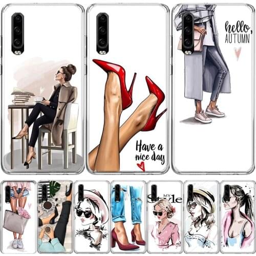 Fashion Girls High Heels Shoes Legs Coffee Heart Phone Case For Huawei Mate 30 20 10 P40 P30 P20 P10 Pro Lite P Smart Z Plus 201
