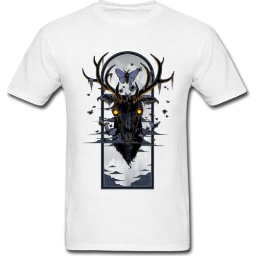 Men T Shirt Moth Eaten Deer Head Short Sleeve Tees Halloween Cotton Mens T-Shirt Fashionable Tshirt Drop Shipping Streetwear