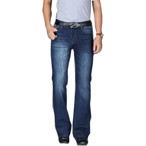 Mens loose jeans business jeans casual jeans mens high waist four seasons black flared jeans