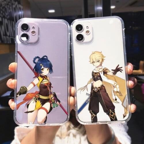 Genshin impact Transparent Phone Case For iPhone 11 12 Pro MAX XR XS 7 SE 2020 X 8 6 Plus Japan Anime Soft Silicone Cover Fundas