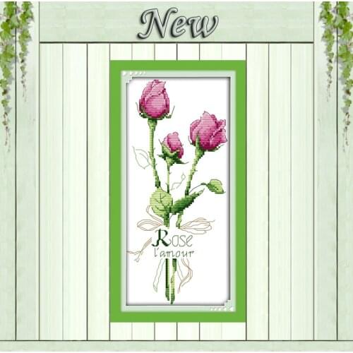 Rose beautiful flower decor painting counted printed on canvas DMC 14CT 11CT chinese Cross Stitch Needlework Set Embroidery kits