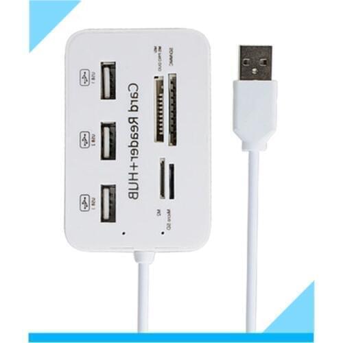 Laptop USB to 3HUB Hub + SD TF MS M2 Multi-Card Reader