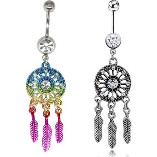 2020 New Inport Surgical Steel Dream Catcher Belly Button Rings Navel Piercing Pircing Ombligo Nombril Women Summer Jewelry