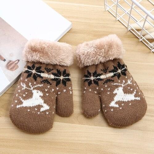 Plush Thick Warm Baby Gloves Winter Christmas Deer Mittens Children Kid Coral Fleece Full Finger Gloves For 1-4Y Kids Gloves