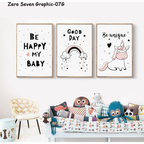 Lovely Cartoon Alpaca Unicorn Canvas Painting Posters And Prints Baby Room Wall Art Pictures Home Decoration