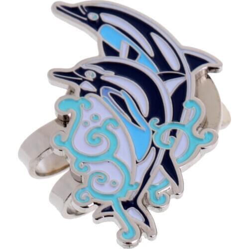 Sturdy Vivid Dolphin Design Magnetized Hat Cap Clip-on Golf Ball Marker