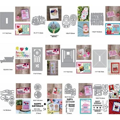 Mix Square Frame Banner Sart Rabbit Tumbler Letter Words Metal Cutting Dies Clear Silicone Stamps Diy Make Cards Scrapbook Craft