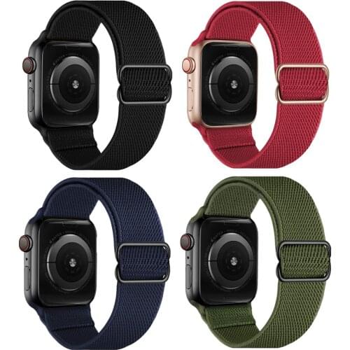 For Apple Watch Bands 42mm 44mm 38mm 40mm Adjustable Elastic Braided Stretches Nylon Solo Loop Strap for iWatch SE 6/5/4/3/2/1