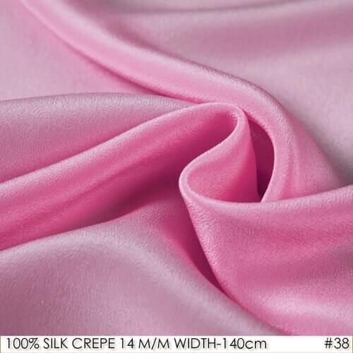 SILK CREPE DE CHINE 140cm width 14momme 100% Pure Soie New Trend Fabrics Peach Pink NO 38