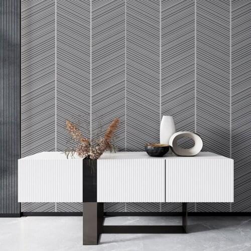 Modern Simple Style Non-woven Flocking 3D Embossed Gray Blue Wave Wallpaper for Bedroom Living Room TV Sofa Backdrop Wall Paper