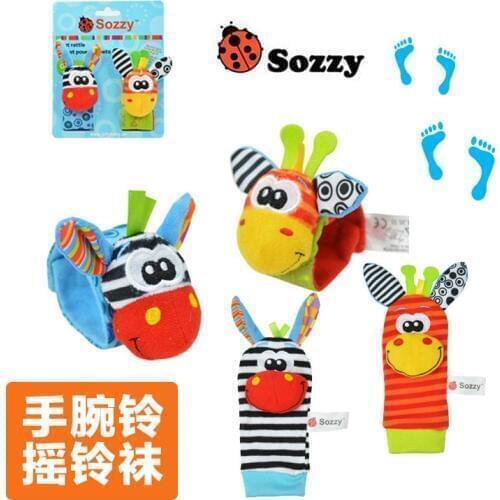 SOZZY 2pcs/pair Wrist Band Rattle Foot Socks Ring Bell colorful Infant Baby Developmental Toy Plush Newborn Soft Doll Cute