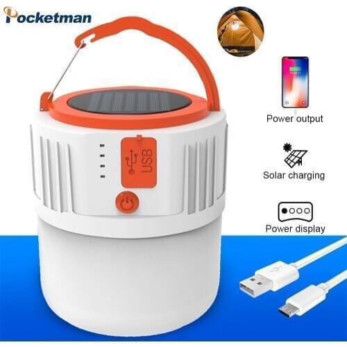 LED Camping Light Solar Charging Light Energy-saving Bulb USB Rechargeable Outdoor Night Market Tent Lantern Emergency Lamp