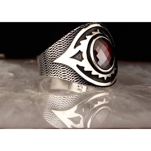 Zircone Traditional Turkish 925 Silver Mens Handmade Signet Rings Jewelry Gift From Turkey for Women Men