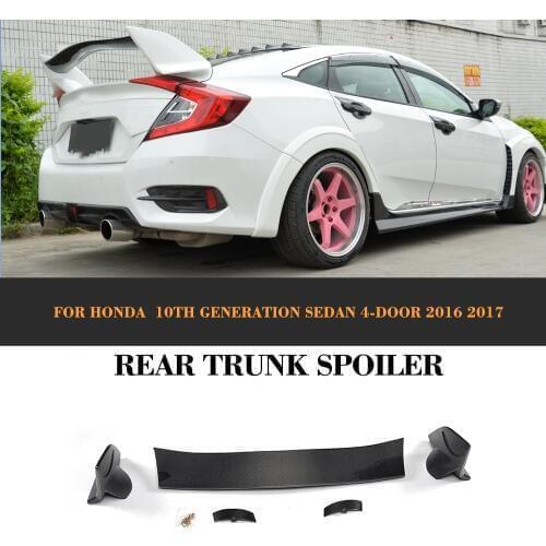Carbon Fiber and ABS Rear Trunk Race Spoiler Wing for Honda Civic 10th Generation Sedan 4 Door 2016 2017 Car Styling