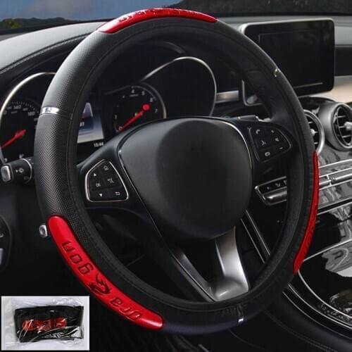 Universal Steering Wheel Cover Car Accessories Dragon Design Reflective Pu Leather Elastic Auto Steering-Wheel Protector