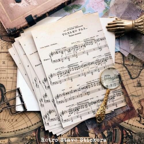 Vintage Music Score Base Stickers DIY Scrapbooking Junk Journal Base Collage Gift Packaging Photo Props Decoration