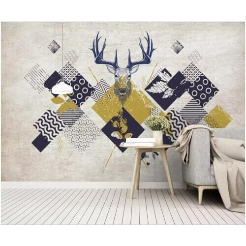 Custom mural 3d photo wallpaper Simple modern triangle geometric deer head home decor 3d wall murals wallpaper for walls 3 d
