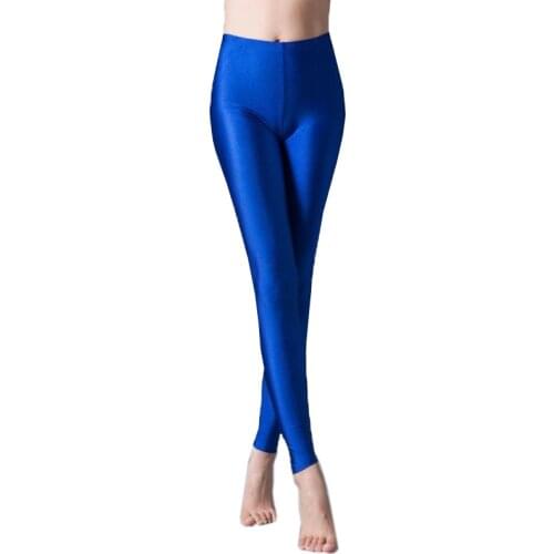 INDJXND New 20 Candy Colors Solid Fluorescent Leggings Women Casual Multicolor Shiny Glossy Female Elastic Ankle-Length Pants