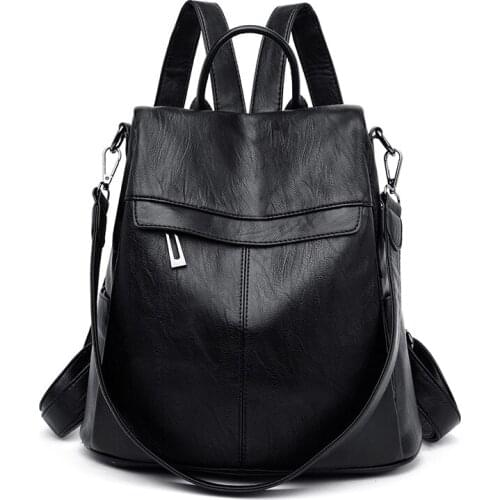 Women PU Leather Backpack Female Multifunction Anti-theft Shoulder Bag School Bags